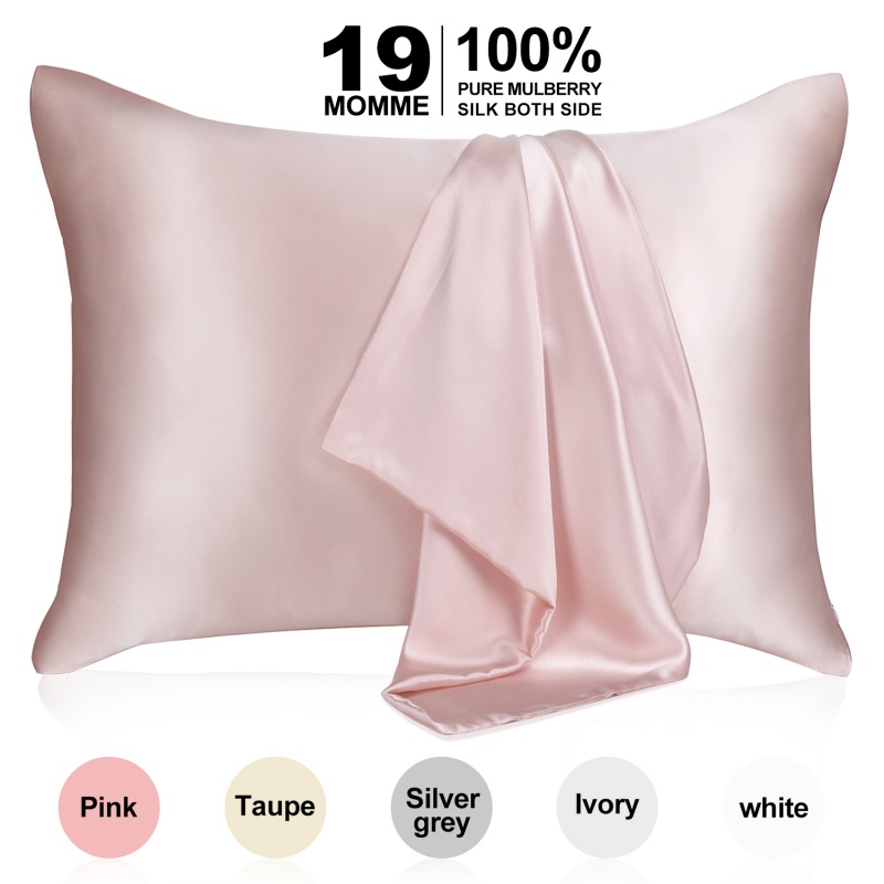 Pure Mulberry Silk - 22 Momme 6A Wysokiej jakości włókna - jedwabna poduszka do włosów i skóry - regularna, królowa i król z ukrytym zamkiem błyskawicznym